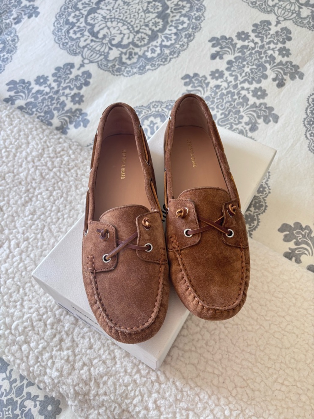 Veronica Beard Brown Suede Moccasin Loafers